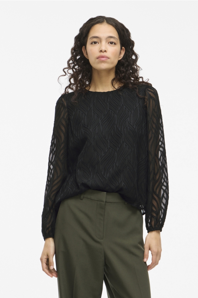 VIMIKA O-NECK L/S TOP - NOOS 14107406 BLACK BEAUTY